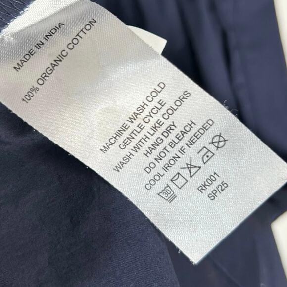 New Quince Women's Navy Blue Tiered Maxi Dress Large Organic Poplin 4486-90 - Picture 12 of 13